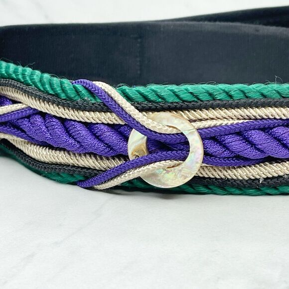 Vintage Ione Rope Mother Pearl Shell Beaded Cinch Belt Medium (M) ✨ - Picture 11 of 12